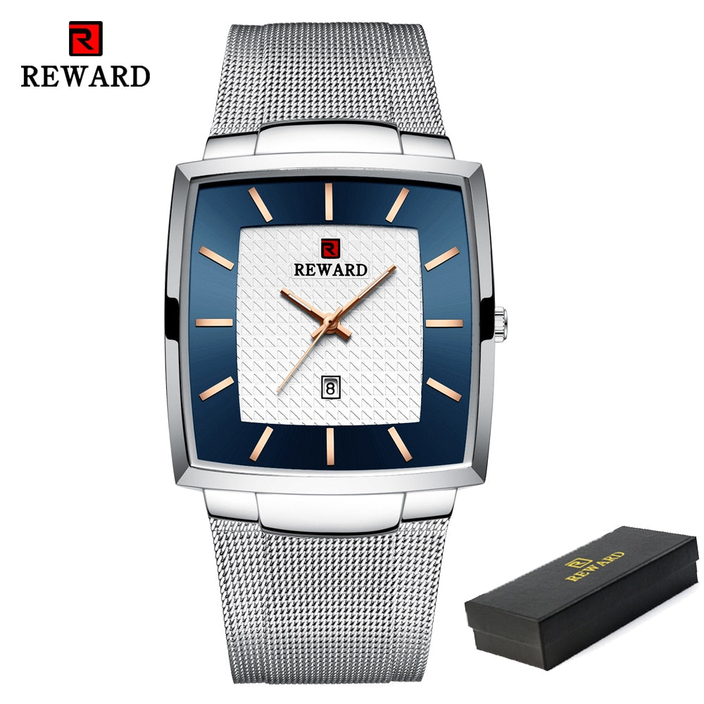 REWARD Fashion Blue Men's Watches 2022 New Top Luxury Brand Watch Men Business Waterproof Stainless Steel Quartz Wristwatch