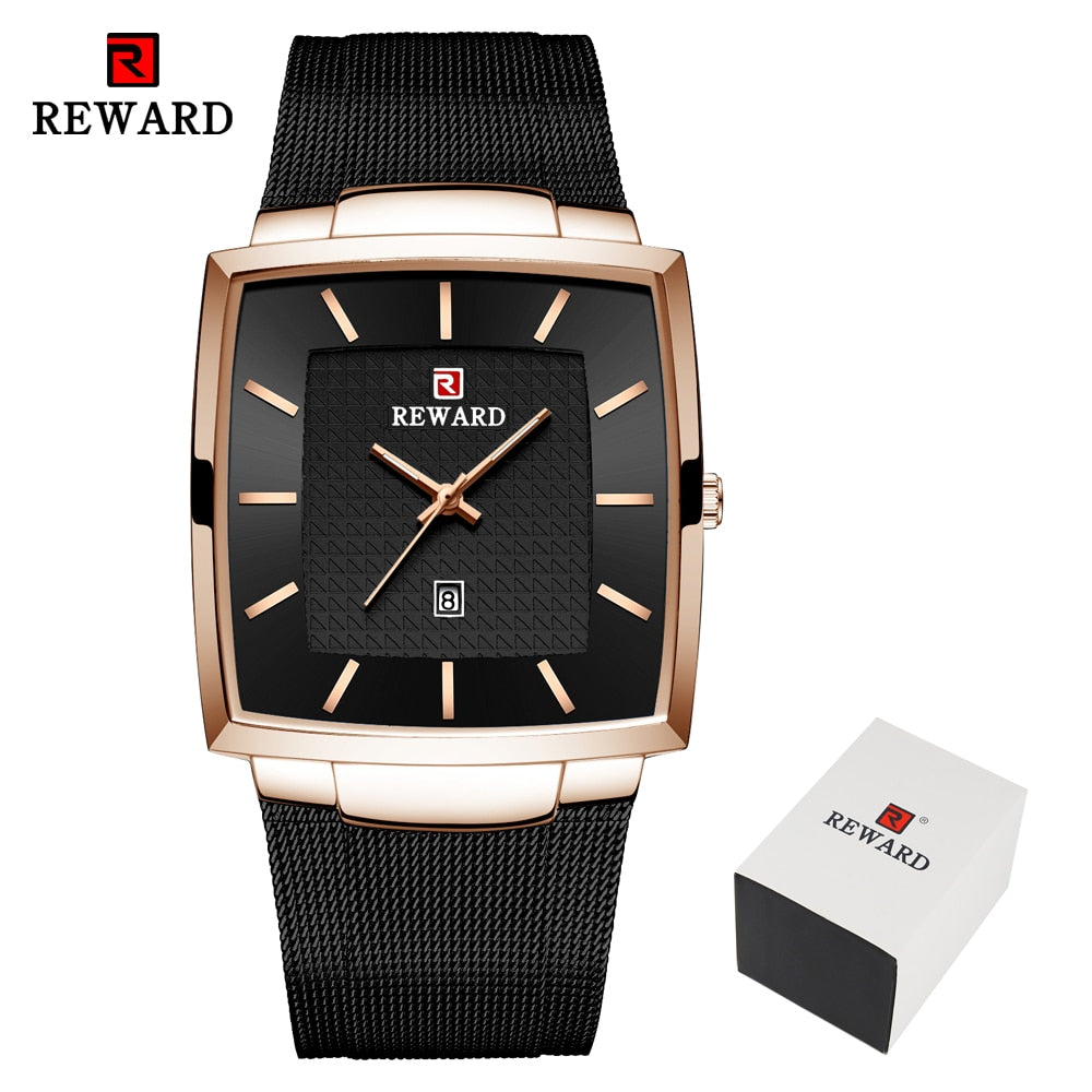 REWARD Fashion Blue Men's Watches 2022 New Top Luxury Brand Watch Men Business Waterproof Stainless Steel Quartz Wristwatch