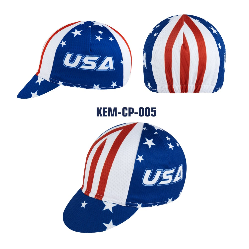 KEMALOCE Men Cycling Cap Anti-UV Summer Elastic Quick Dry Bike Cap 2022 White/Black/Blue Mesh Outdoor Breathable Cycling Hat