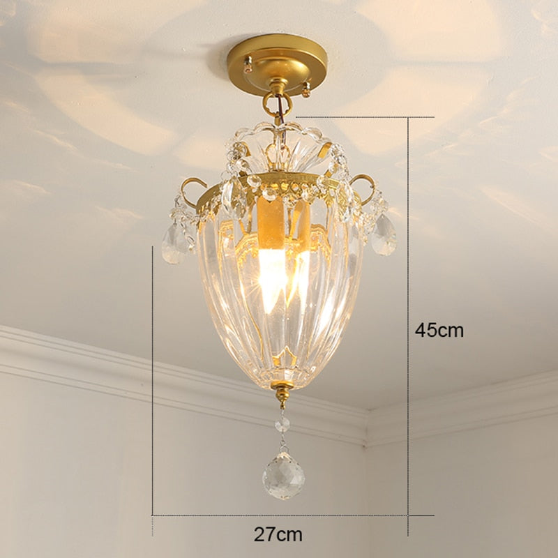 Modern Gold Crystal Small Round Ceiling Chandelier For Corridor Aisle Balcony Bedroom Living Room Led Home Indoor Light Fixtures