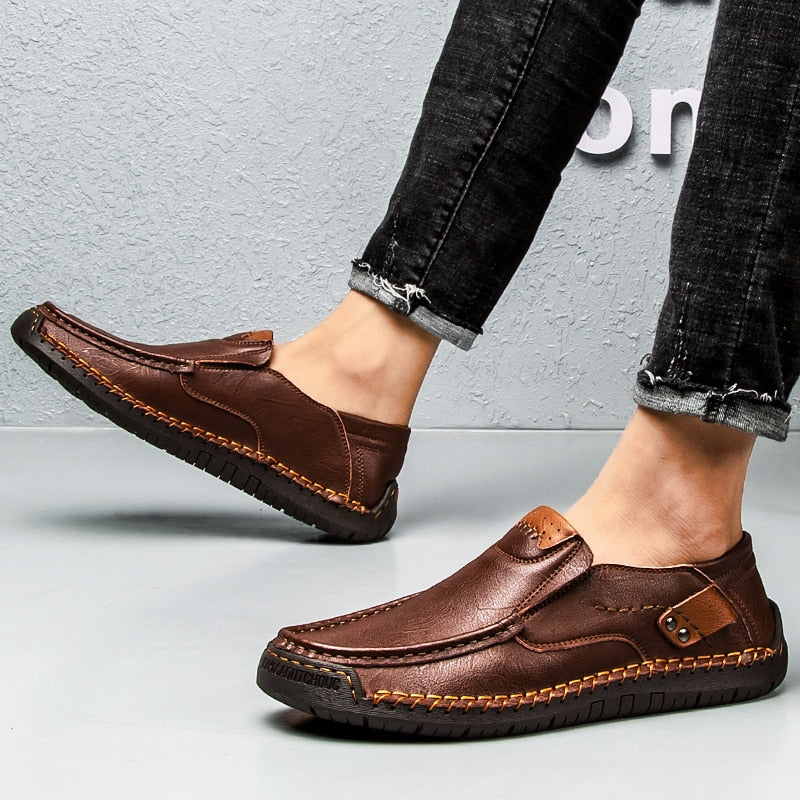 Men's Casual Shoes Handmade Mens Style Shoes Comfortable Lace Up Men's Moccasins Breathable Mens Loafers Big Size 48 Sneakers
