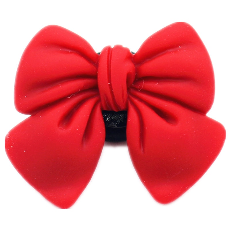 Novelty 1pcs Bowknot Clog Croc Charms Red Blue Pink Yellow Purple BOW PVC Shoe Accessories Decorations for Couples Kids Gifts