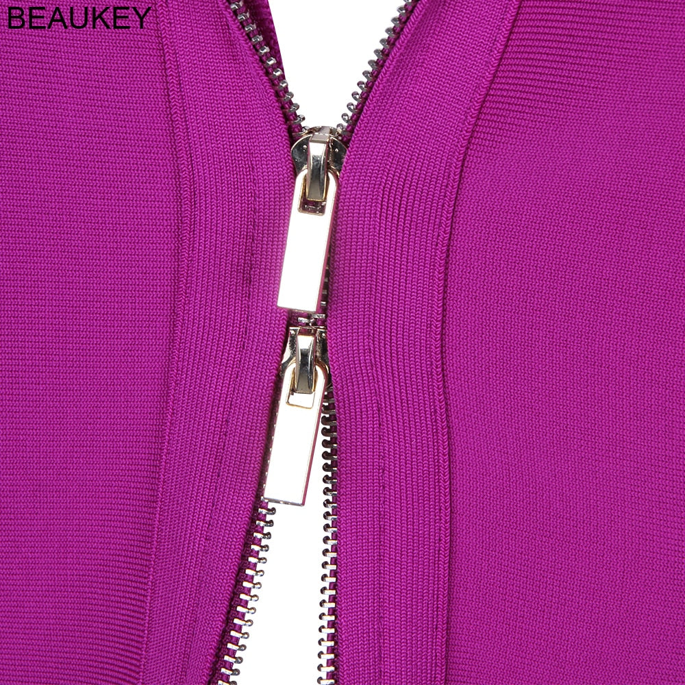 BEAUKEY Long Sleeve Knee Length Top Quality HL Bandage Dress Office Lady Bodycon Dress Color Black Wine Red Purple Plus Size XL - https://www.luxenorstore.com