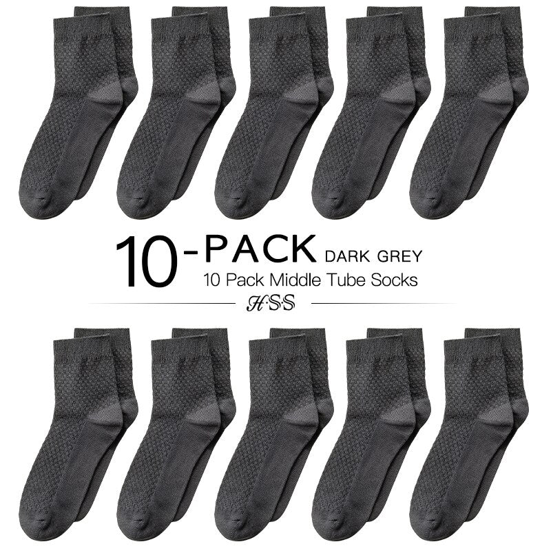 HSS Brand 10 Pairs/Lot Men Bamboo Fiber Socks Men Compression Summer Middle Socks Business Casual Mens Low Sock Big Size EU38-45