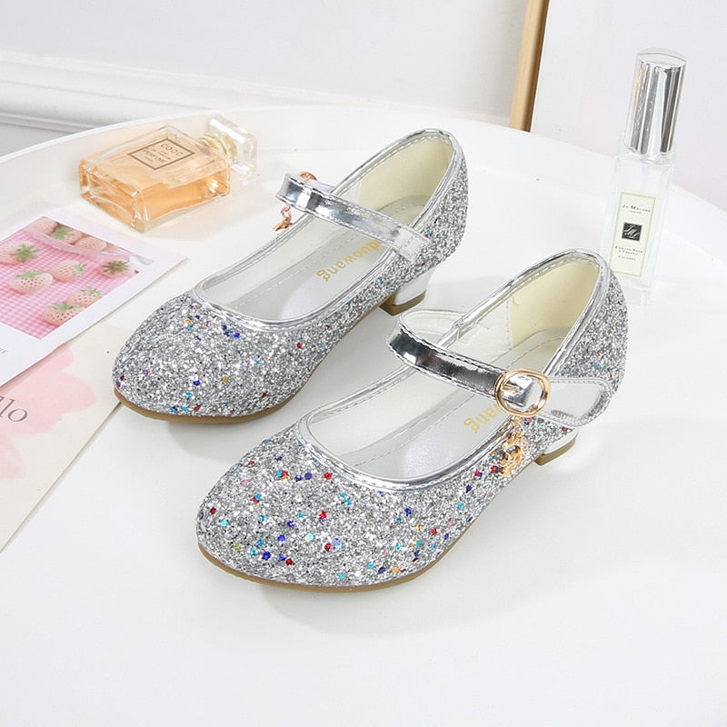 ULKNN Girls Purple  High Heels For Kids Princess RED Leather Shoe Footwear Children's Party Wedding Shoes Round Toe 1-3CM - https://www.luxenorstore.com
