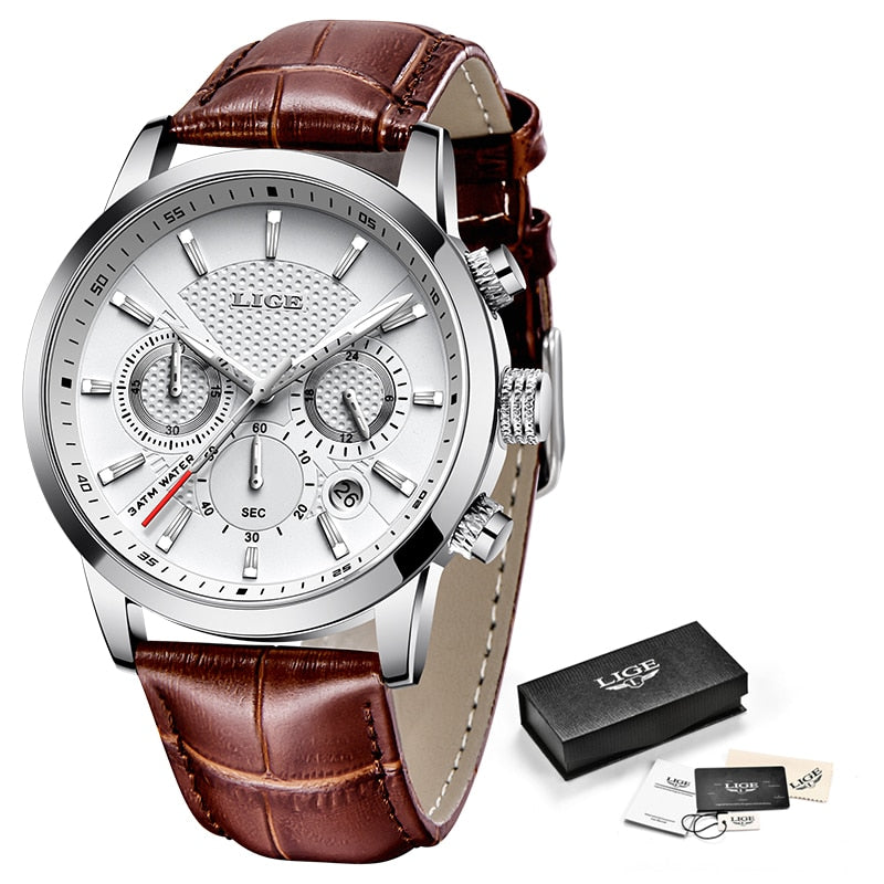 Watches Mens 2022 LIGE Top Brand Luxury Casual Leather Quartz Men's Watch Business Clock Male Sport Waterproof Date Chronograph