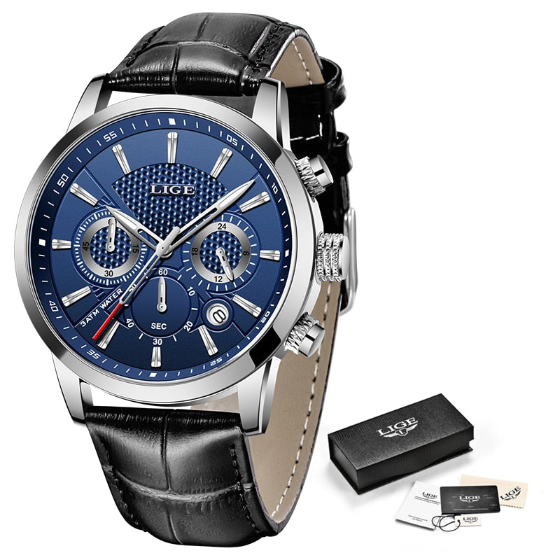 Watches Mens 2022 LIGE Top Brand Luxury Casual Leather Quartz Men's Watch Business Clock Male Sport Waterproof Date Chronograph