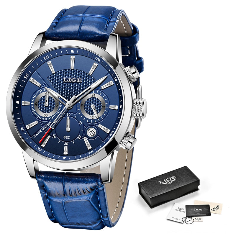 Watches Mens 2022 LIGE Top Brand Luxury Casual Leather Quartz Men's Watch Business Clock Male Sport Waterproof Date Chronograph