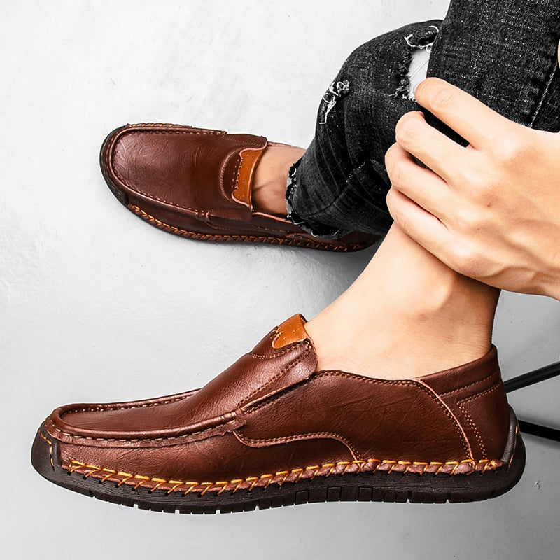 Men's Casual Shoes Handmade Mens Style Shoes Comfortable Lace Up Men's Moccasins Breathable Mens Loafers Big Size 48 Sneakers
