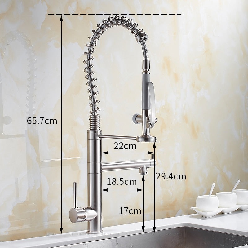 Kitchen Faucet Chrome Brass Tall kitchen faucet mixer Sink Faucet Pull Out Spray Single Handle Swivel Spout Mixer Taps MH-4829 - https://www.luxenorstore.com
