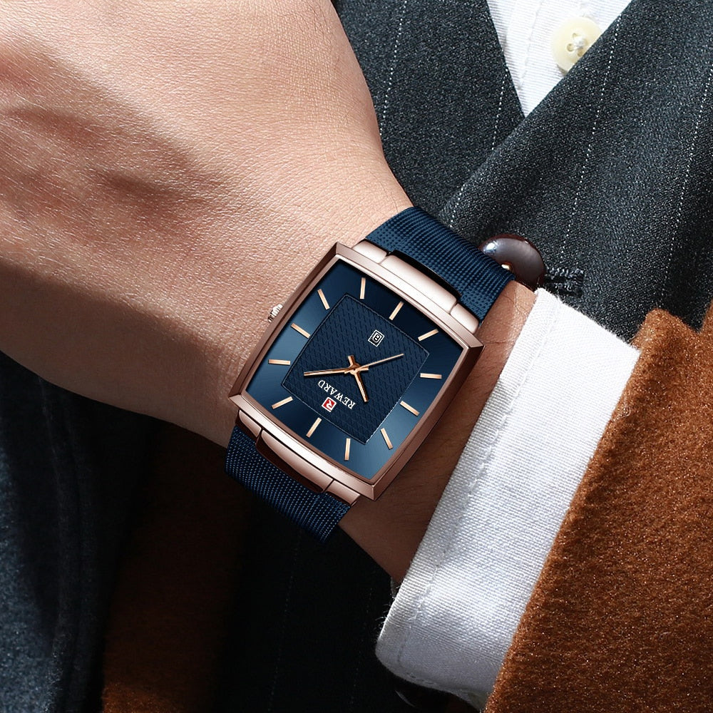 REWARD Fashion Blue Men's Watches 2022 New Top Luxury Brand Watch Men Business Waterproof Stainless Steel Quartz Wristwatch