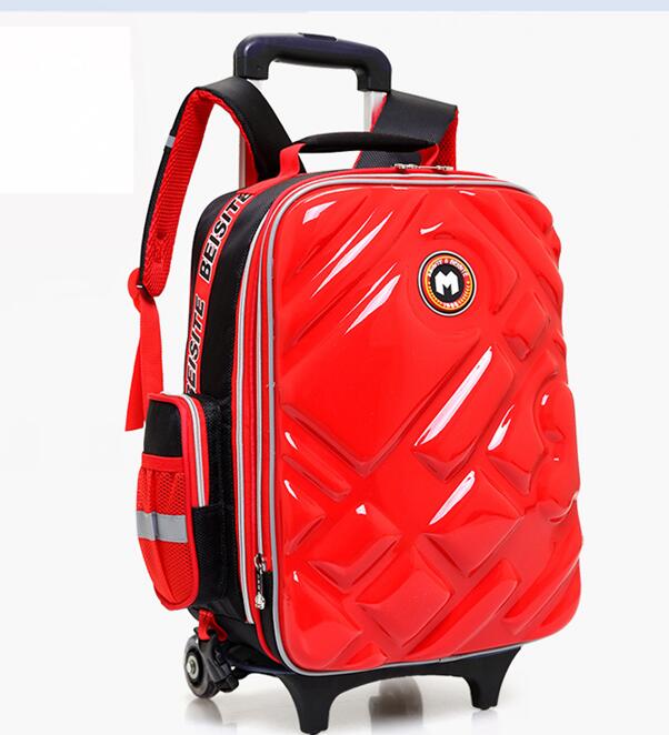 3D  Boy's trolley Bag with wheels for school Kids Rolling Bag on wheels Children's Travel Bag 6 wheels School Trolley Backpack