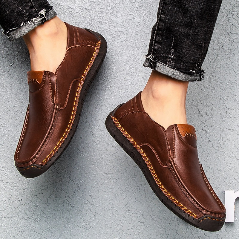 Men's Casual Shoes Handmade Mens Style Shoes Comfortable Lace Up Men's Moccasins Breathable Mens Loafers Big Size 48 Sneakers