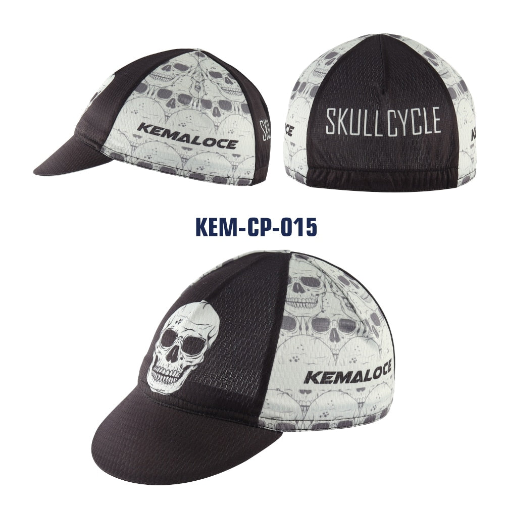KEMALOCE Men Cycling Cap Anti-UV Summer Elastic Quick Dry Bike Cap 2022 White/Black/Blue Mesh Outdoor Breathable Cycling Hat