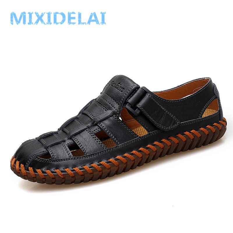 MIXIDELAI Summer Men Sandals 2023 Leisure Beach Men Shoes High Quality Genuine Leather Sandals The Men's Sandals Big Size 39-47