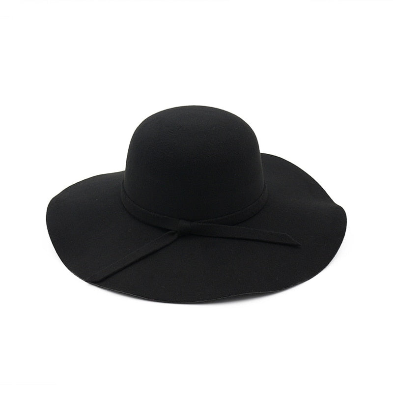 winter Hats For Women Bucket cap Soft Vintage Wide Brim Wool Felt Bowler Fedora Hat Floppy Cloche Women's Large Hat Church cap