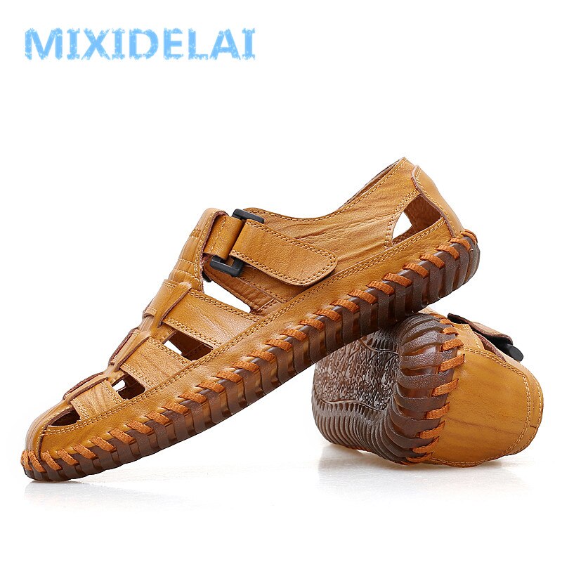 MIXIDELAI Summer Men Sandals 2023 Leisure Beach Men Shoes High Quality Genuine Leather Sandals The Men's Sandals Big Size 39-47