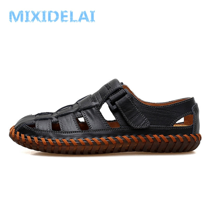 MIXIDELAI Summer Men Sandals 2023 Leisure Beach Men Shoes High Quality Genuine Leather Sandals The Men's Sandals Big Size 39-47