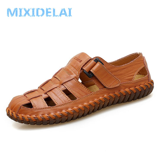 MIXIDELAI Summer Men Sandals 2023 Leisure Beach Men Shoes High Quality Genuine Leather Sandals The Men's Sandals Big Size 39-47