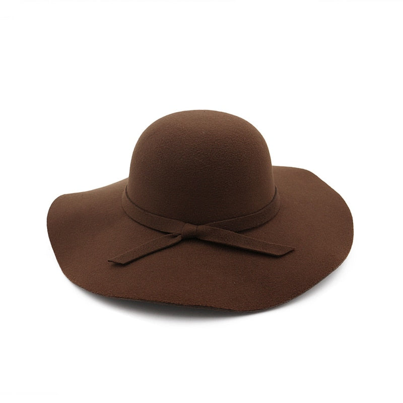 winter Hats For Women Bucket cap Soft Vintage Wide Brim Wool Felt Bowler Fedora Hat Floppy Cloche Women's Large Hat Church cap