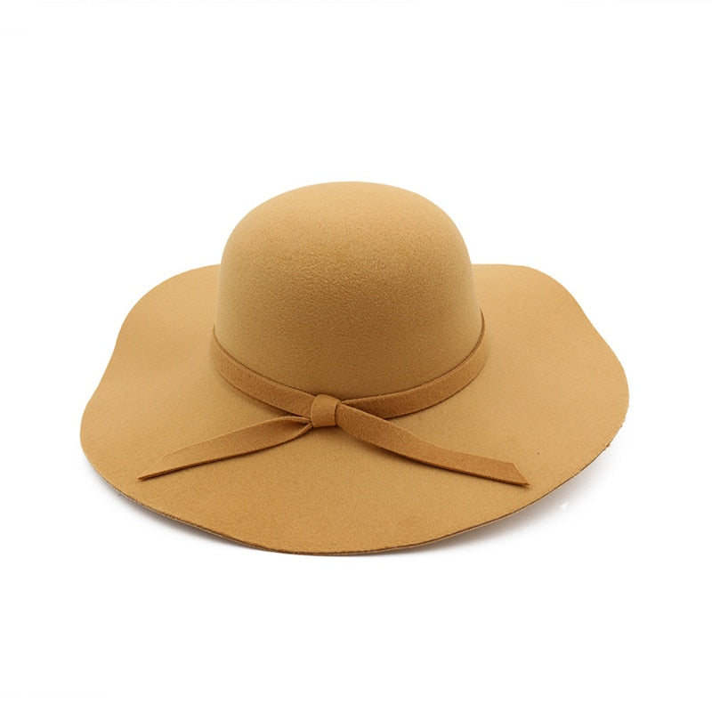 winter Hats For Women Bucket cap Soft Vintage Wide Brim Wool Felt Bowler Fedora Hat Floppy Cloche Women's Large Hat Church cap