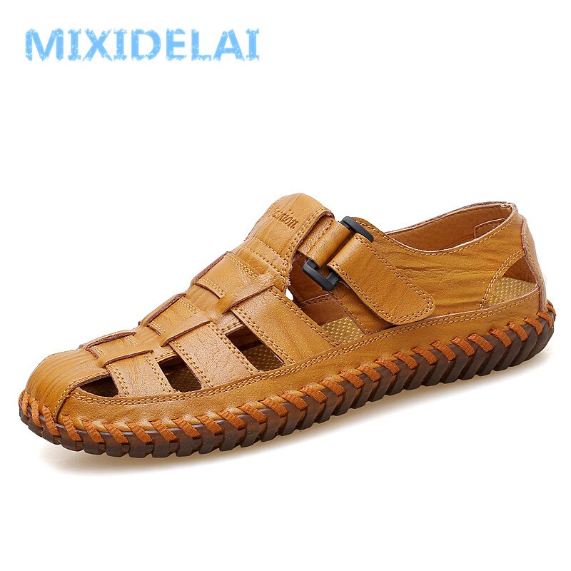 MIXIDELAI Summer Men Sandals 2023 Leisure Beach Men Shoes High Quality Genuine Leather Sandals The Men's Sandals Big Size 39-47