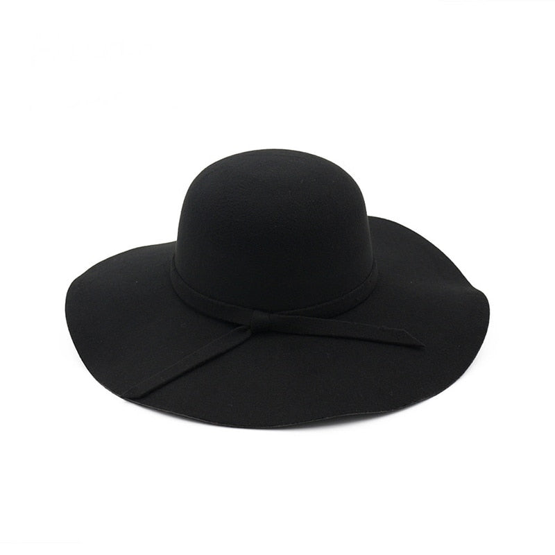 winter Hats For Women Bucket cap Soft Vintage Wide Brim Wool Felt Bowler Fedora Hat Floppy Cloche Women's Large Hat Church cap