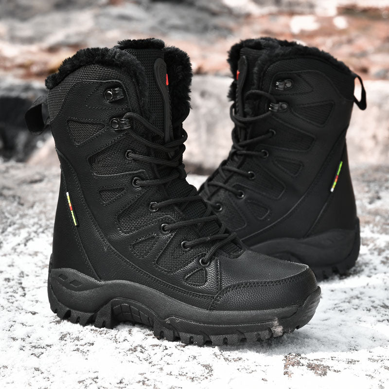 New Warm Plush Snow Boots Men Lace Up Casual High Top Men's Boots Waterproof Winter Boots Anti-Slip Ankle Boots Army Work Boots
