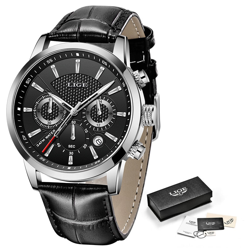 Watches Mens 2022 LIGE Top Brand Luxury Casual Leather Quartz Men's Watch Business Clock Male Sport Waterproof Date Chronograph