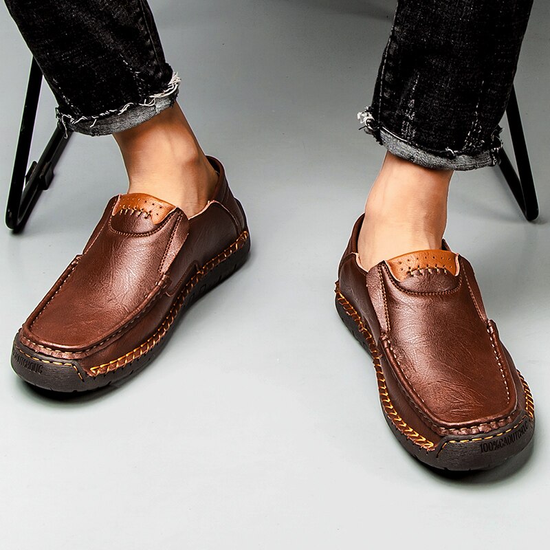 Men's Casual Shoes Handmade Mens Style Shoes Comfortable Lace Up Men's Moccasins Breathable Mens Loafers Big Size 48 Sneakers