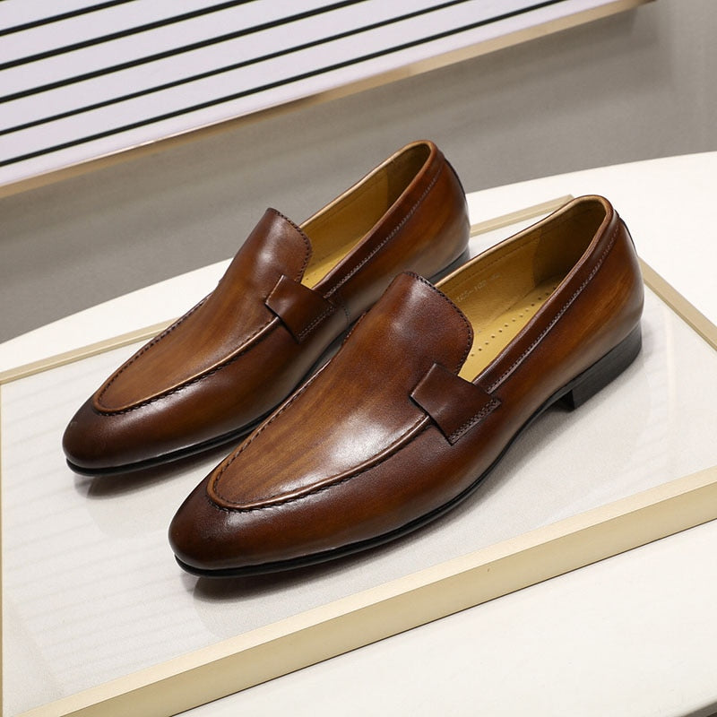 FELIX CHU Designer Fashion Mens Loafers Leather Handmade Black Brown Casual Business Dress Shoes Party Wedding Men's Footwear