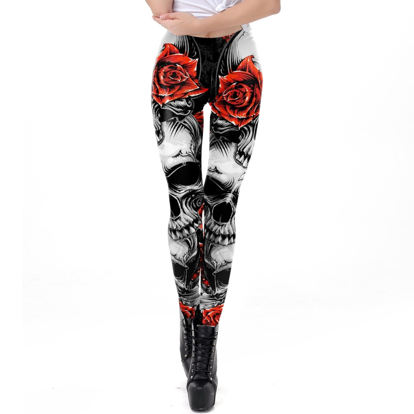 [You're My Secret] 2021 New Gothic Printed Leggings For Women Halloween Skull Sexy Legging Rose Pattern Fitness Workout Leggins - https://www.luxenorstore.com