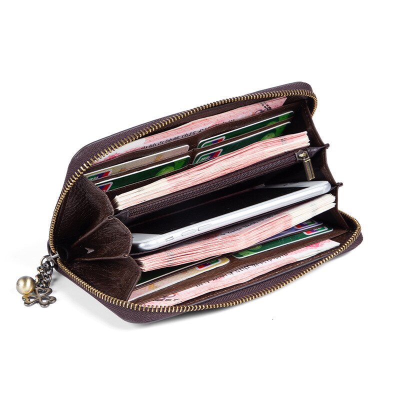 MOTAORA Women's Retro Wallet Genuine Leather Vintage Purse Women Chinese Style Embossed Card Holder Ladies Casual Female Clutch