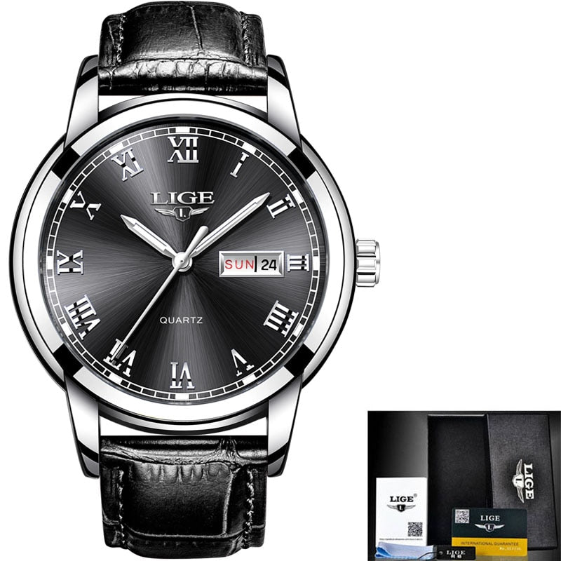 Watches Mens 2022 LIGE Top Brand Luxury Casual Leather Quartz Men's Watch Business Clock Male Sport Waterproof Date Chronograph