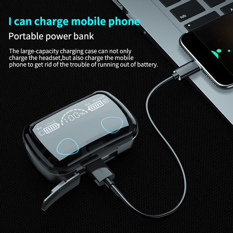TWS Wireless Headphones 9D Stereo Bluetooth-compatible Earphones Waterproof Earbuds Sport Headset with Mic 3500 Charging Box