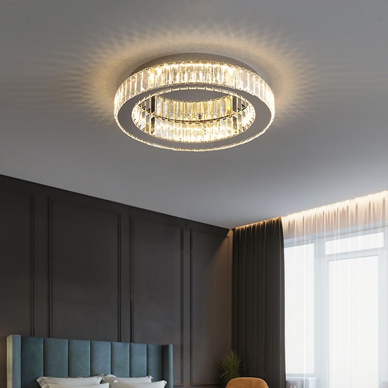 Modern Minimalist Round Crystal Ceiling Lamp Living Room Decoration Luxury Lamp Bedroom Dining Room Indoor Lighting For Home