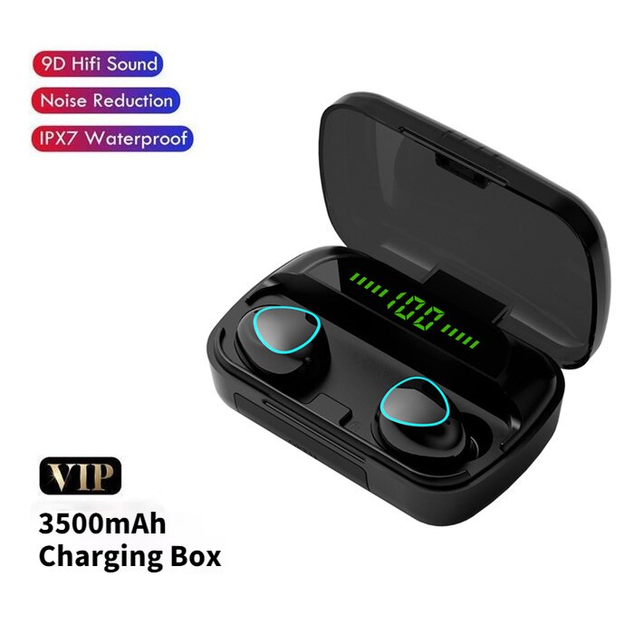 TWS Wireless Headphones 9D Stereo Bluetooth-compatible Earphones Waterproof Earbuds Sport Headset with Mic 3500 Charging Box