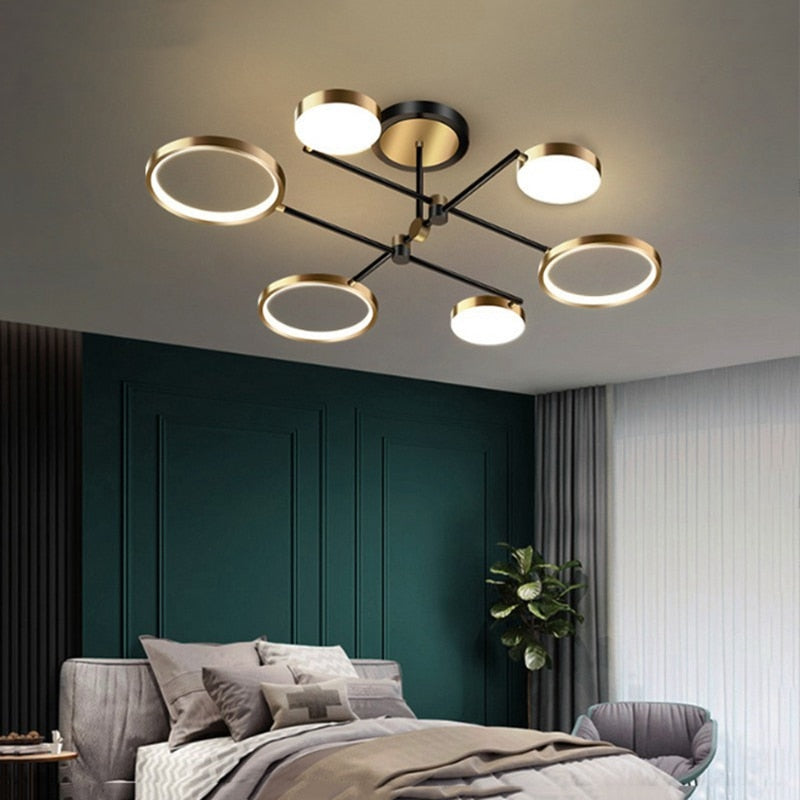 Nordic Light Luxury LED Smart Chandelier Creative Villa Living Room Interior Decoration Ceiling Lamp Bedroom Dining Room Lamps