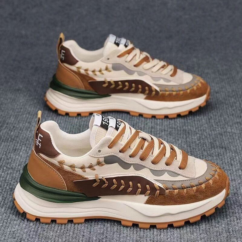 Designer Men's British Color Patchwork Height Increasing Causal Flats Shoes Loafers Sport Walking Sneakers Zapatillas Hombre