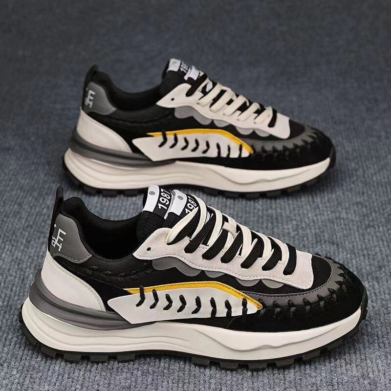 Designer Men's British Color Patchwork Height Increasing Causal Flats Shoes Loafers Sport Walking Sneakers Zapatillas Hombre