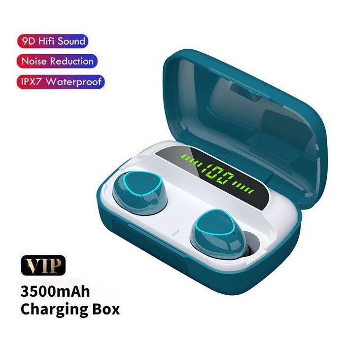TWS Wireless Headphones 9D Stereo Bluetooth-compatible Earphones Waterproof Earbuds Sport Headset with Mic 3500 Charging Box