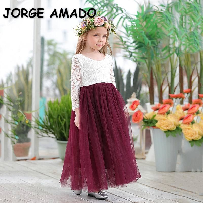 Princess Dress for Girls Ankle Length Wedding Party Dress Eyelash Back White Lace Beach Dress Children Clothing E15177 - https://www.luxenorstore.com