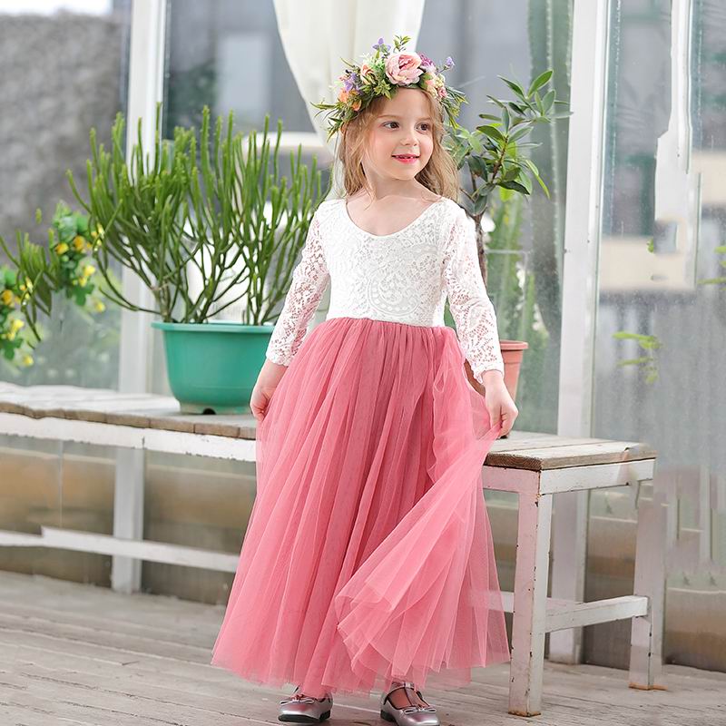Princess Dress for Girls Ankle Length Wedding Party Dress Eyelash Back White Lace Beach Dress Children Clothing E15177 - https://www.luxenorstore.com