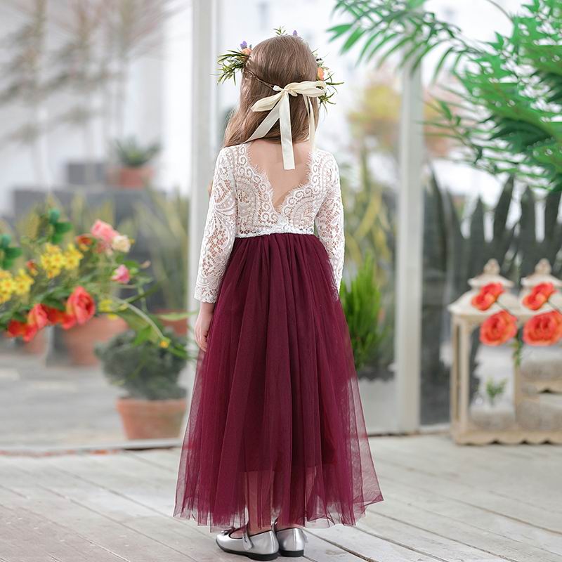 Princess Dress for Girls Ankle Length Wedding Party Dress Eyelash Back White Lace Beach Dress Children Clothing E15177 - https://www.luxenorstore.com