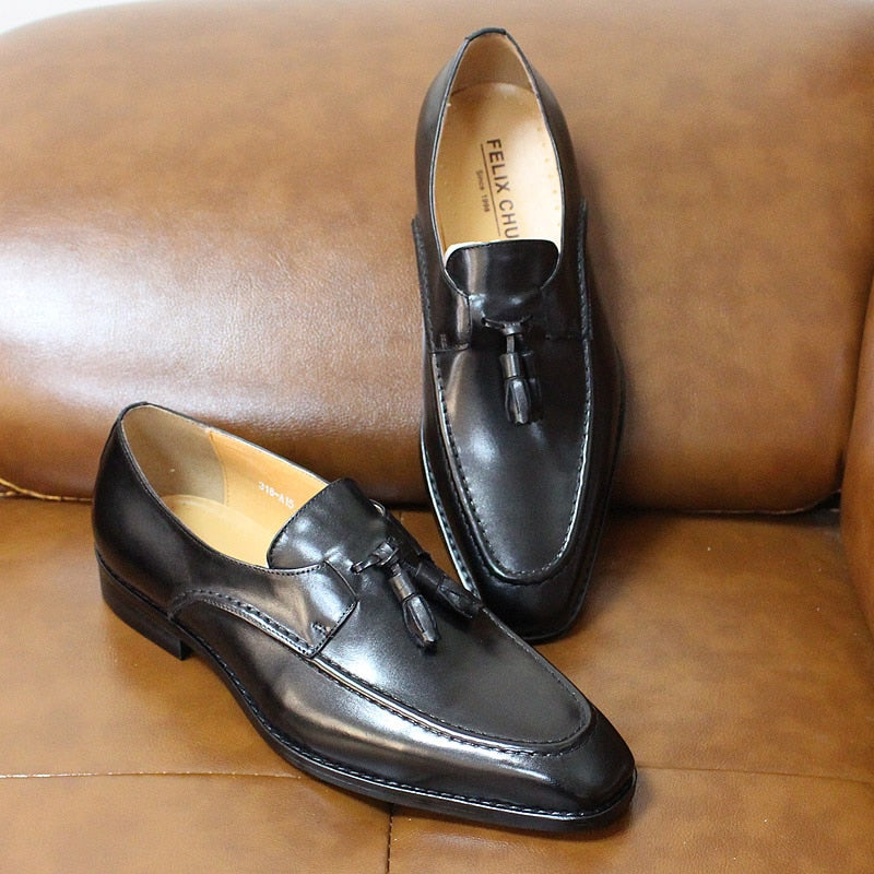 Size 6-13 Mens Tassel Loafers Handmade Genuine Leather Formal Shoes Party Wedding Man Dress Shoes Casual Shoe Male Footwear