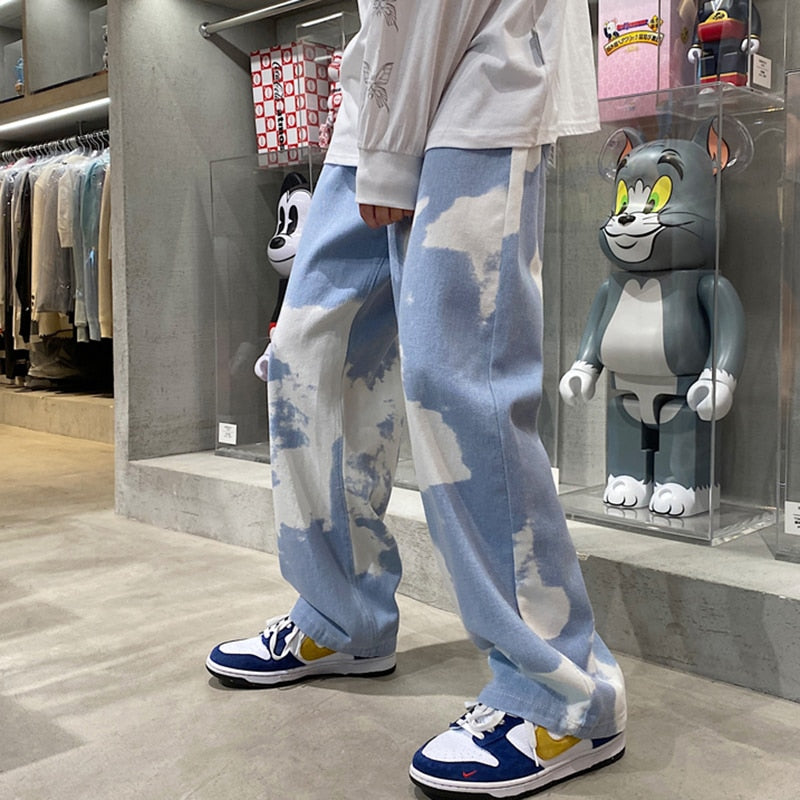 Tie-dye Jeans Denim Pants Men's Jeans for Men Streetwear Jean Baggy Man Male Oversize Trendyol Mens Wide Men´s Boys Clothing