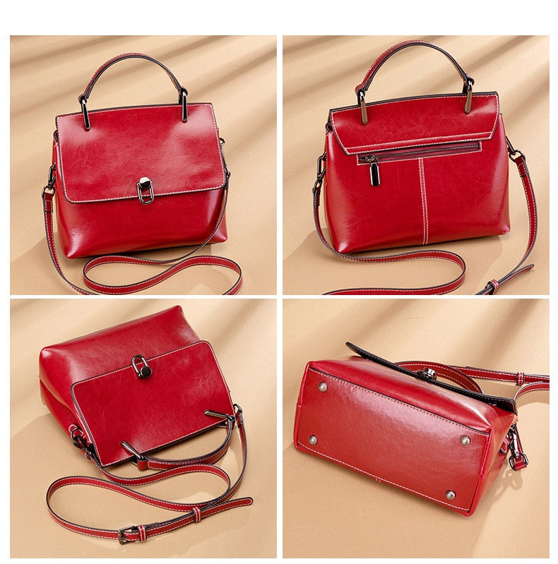 Women's Cowhide Leather Bags 2022 New Fashion One-shoulder Handbags Ladies Classic Satchels Large Capacity Messenger Versatile