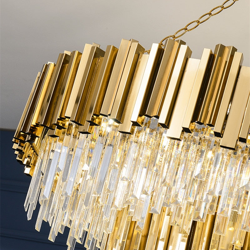 Modern Luxury Shiny Gold E14 Led Pendant Lights Dining Room Lustre Crystal Led Droplight Indoor Lighting Suspend Lamp Fixtures