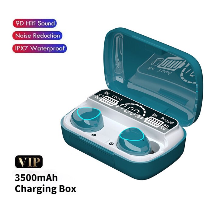 TWS Wireless Headphones 9D Stereo Bluetooth-compatible Earphones Waterproof Earbuds Sport Headset with Mic 3500 Charging Box