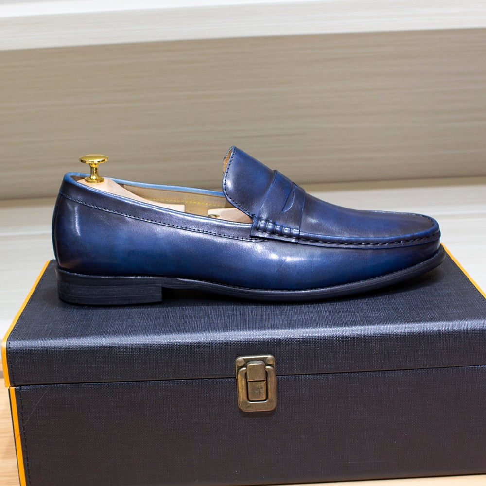 Luxury Men's Penny Loafers Genuine Leather Male Casual Office Business Dress Shoes for Men Fashion Party Wedding Formal Footwear